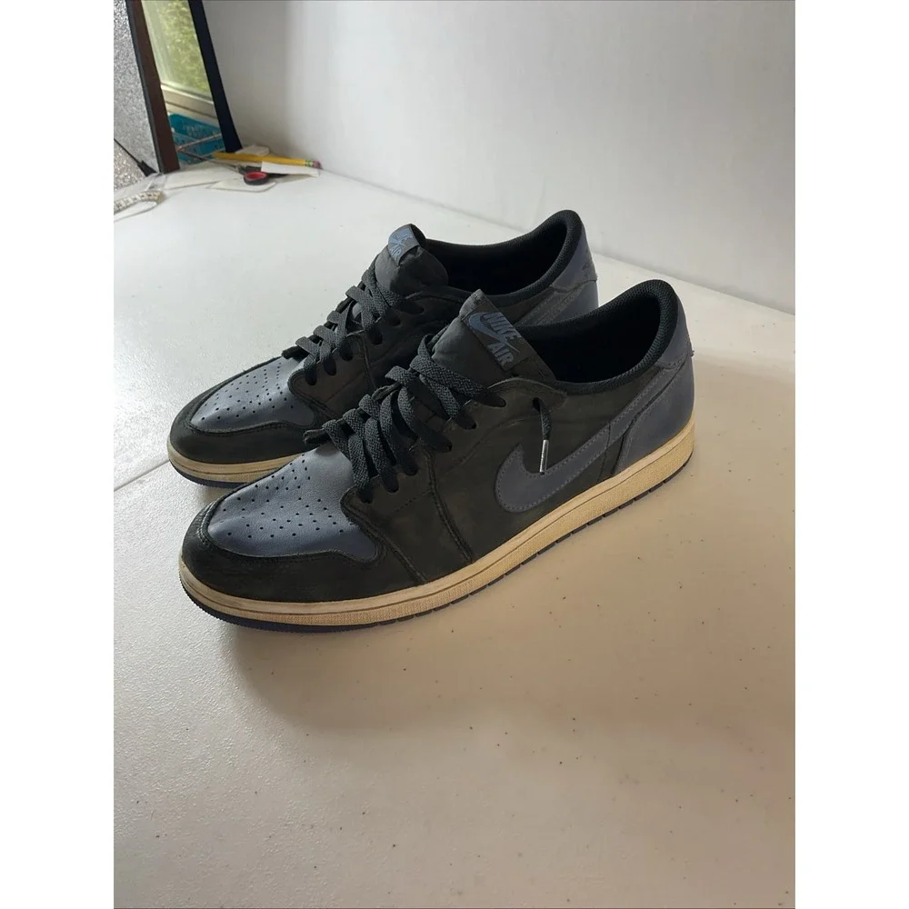 Men's Nike Air Jordan 1 Retro Low OG Black Mystic Navy White Box Size 13